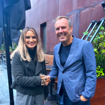 Scarlett Morris from Chartwell and David Smith from 360 Lifecycle shaking hands